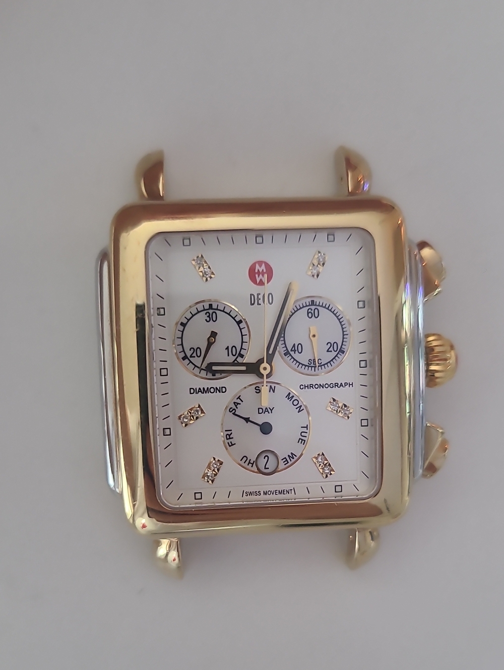 Michele DECO XL Two Tone Diamond Dial Gold And Silver Watch